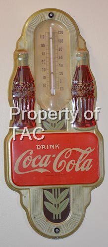Coca-Cola w/Double Bottle Metal Thermometer