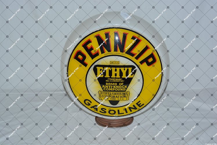 Pennzip Gasoline w/ethyl logo 13.5 Globe Lens"