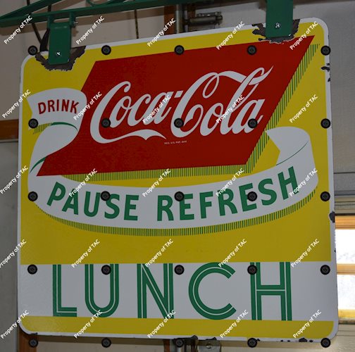 Drink Coca-Cola Pause Refresh Lunch Porcelain Sign