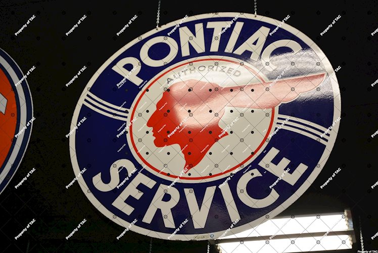 Pontiac Service w/full feather logo & wavy lines sign