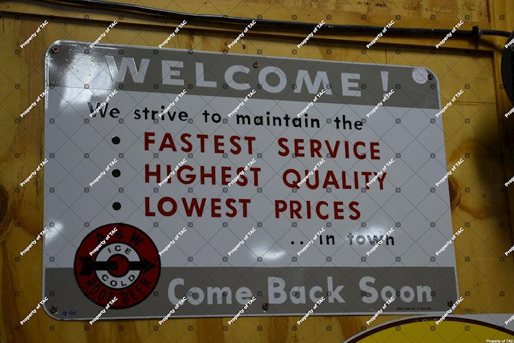 A&W Root Beer Welcome!" sign"