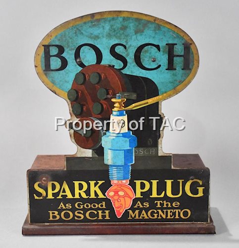 Bosch Spark Plug "As Good As The Bosch Magneto" Metal w/Camel Jenatzy "Red Devil" Famous Racecar