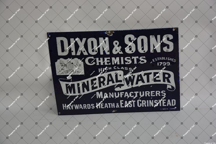 Dixon & Son Chemists High Class Mineral Water porcelain sign