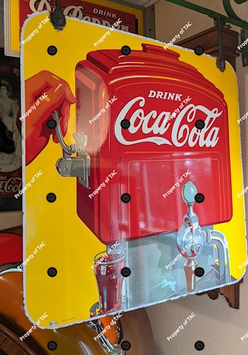 Drink Coca Cola DSP Porcelain Sign w/ Dispenser