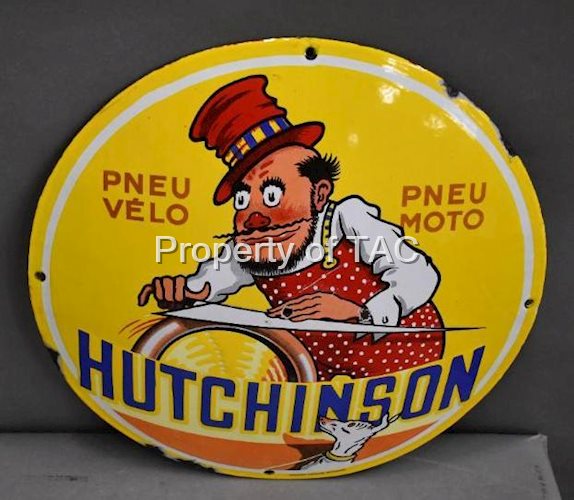 Hutchinson Pneu Velo Penu Motor w/Image Porcelain Bubble Sign