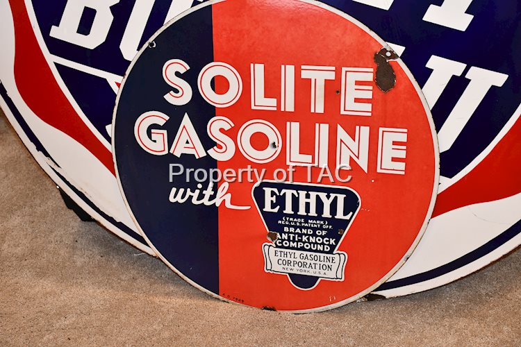 Solite Gasoline w/Ethyl Logo (standard) Porcelain Sign