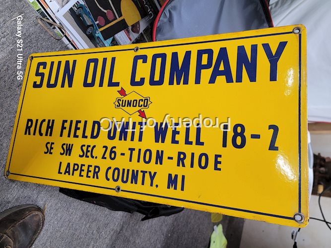 Sunoco Sun Company  Well Porcelain Sign
