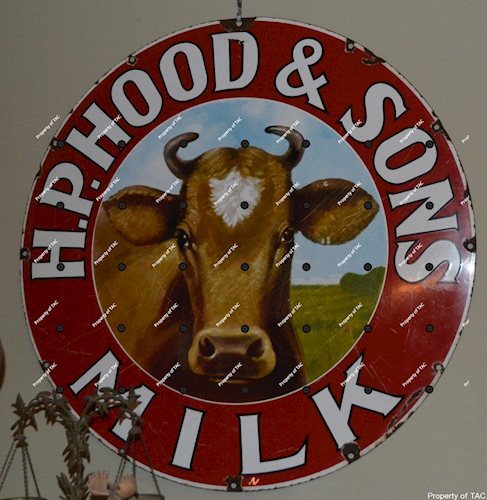 H.P. Hood & Sons Milk w/logo Porcelain Sign