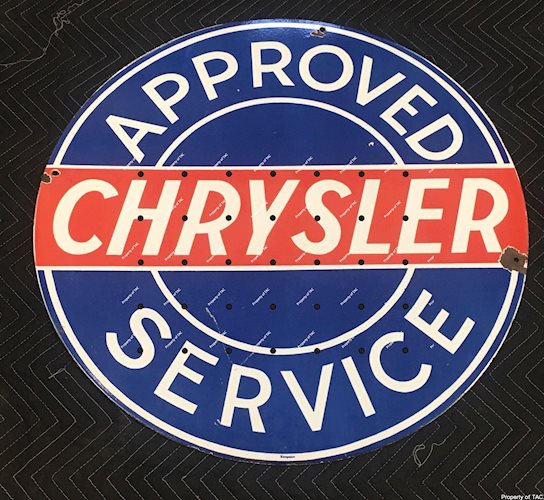 Chrysler Approved Service DSP Double Sided Porcelain Sign (Australian)