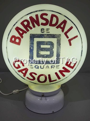 Barnsdall Be Square Gasoline OPE Milk Glass Globe