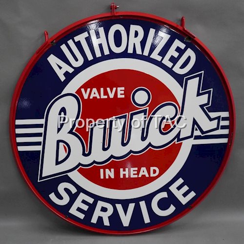 Buick (outlined) Valve in Head Authorized Service Porcelain Sign