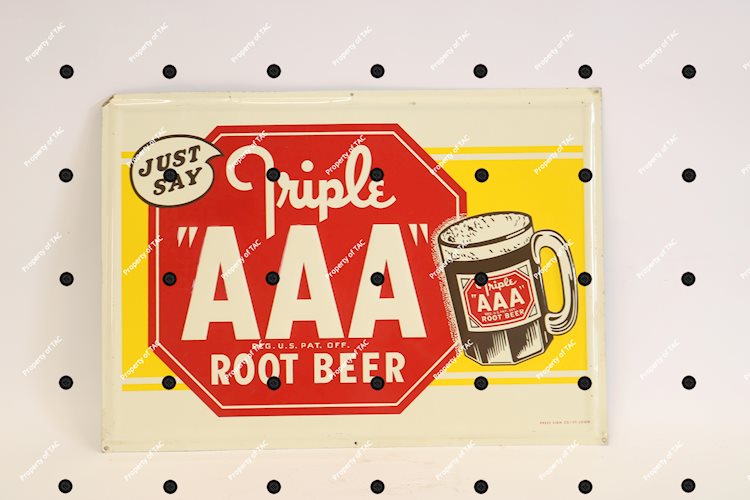 Just Say Triple AAA" Root Beer w/mug sign"