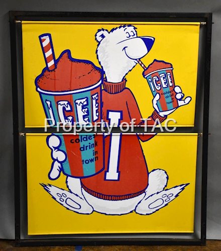 Icee "Coldest Drink in Town" w/Bear Logo Metal Signs