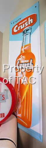 Enjoy Orange Crush Embossed Tin Sign w/ Bottle Graphics