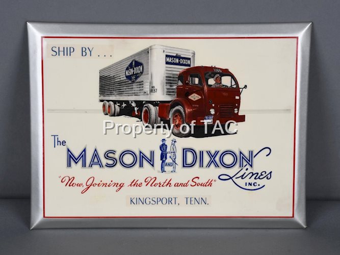 Mason-Dixon Lines Celluloid over Cardboard Sign (TAC)