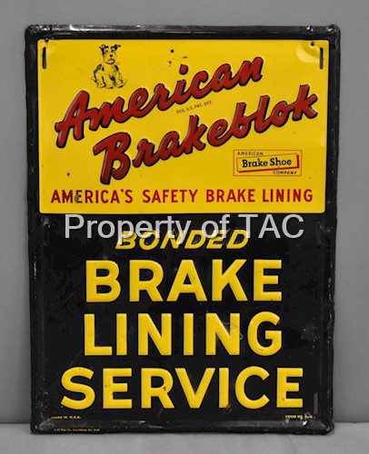 American Brakeblok Bonded Brake Lining Service Metal Sign