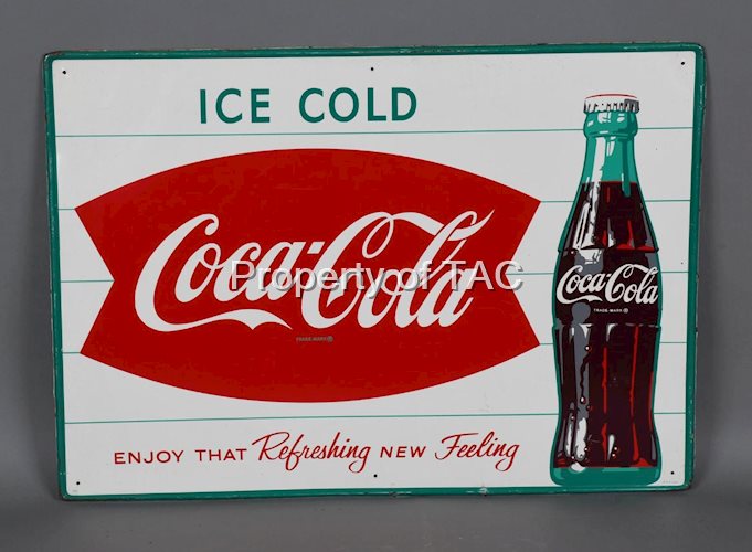 Coca-Cola Ice Cold w/Bottle Metal Sign (TAC)