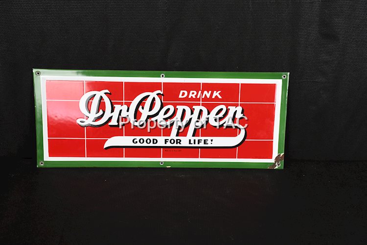 Drink Dr. Pepper "Good For Life!" Tile Logo Green Border Sign