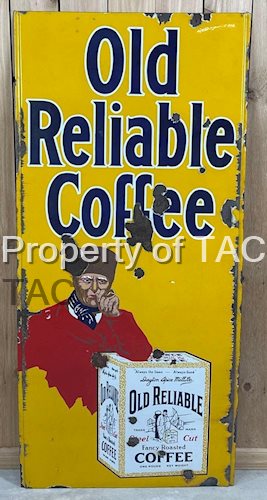 Old Reliable Coffee w/Logo Porcelain Lighthouse Sign