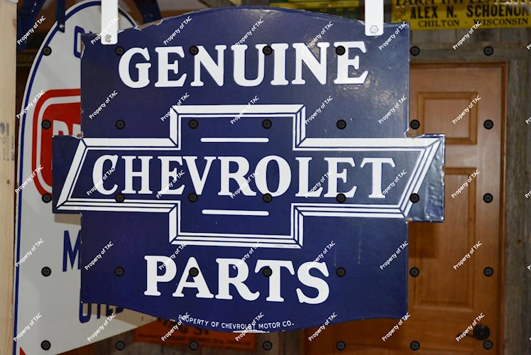 Chevrolet in Bowtie Genuine Parts Porcelain Sign