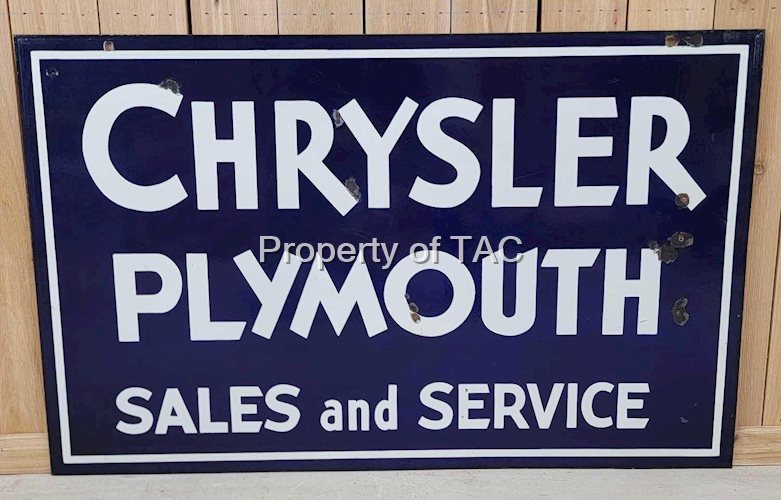 Chrysler Plymouth Sales & Service Porcelain Sign