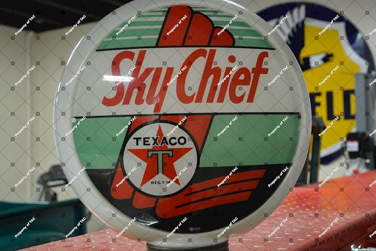 Texaco (black-T) Sky Chief Gasoline 13.5 globe lens"