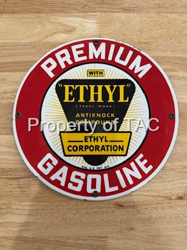 Single sided porcelain Premium Gasoline ethyl sign
