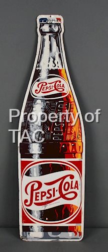Di-Cut Pepsi-Cola (Spanish) Bottle-Shaped Metal Sign