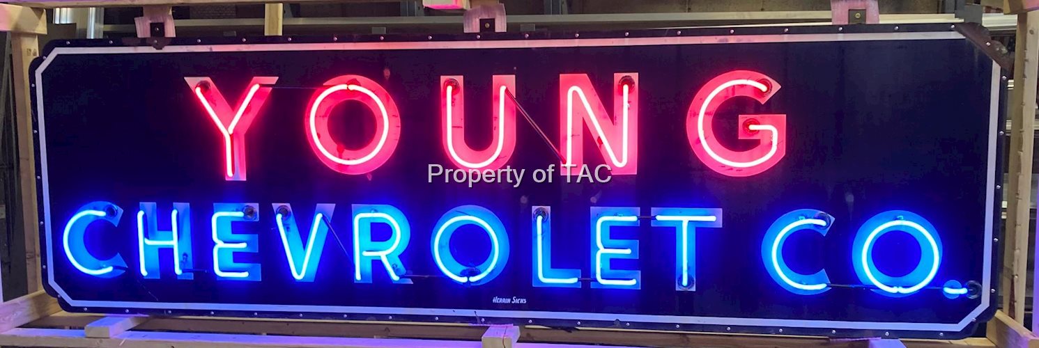 Young Chevrolet Porcelain Neon Sign