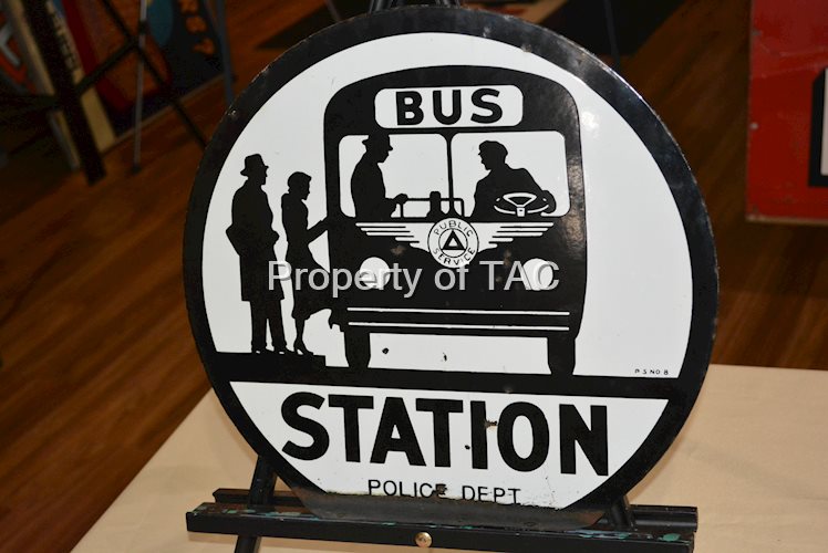 Bus Station Police Dept Porcelain Sign