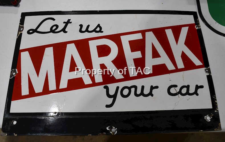 Texaco (black-T) Marfak Porcelain Signs that go on a lubrication cabinet