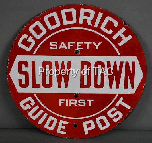 Goodrich Guidepost Slow Down Porcelain Sign
