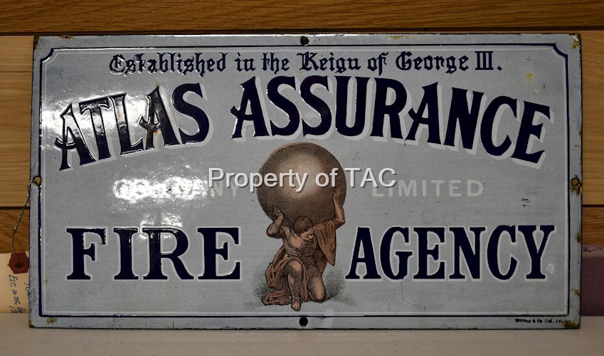 Atlas Assurance Fire Agency w/Logo Porcelain Sign