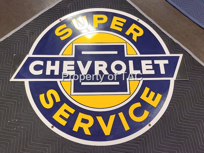 Chevrolet Super Service Double Sided Porcelain Sign