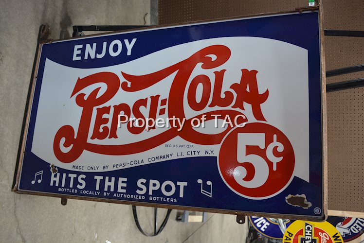 Enjoy Pepsi:Cola "Hits The Spot" Porcelain Sign