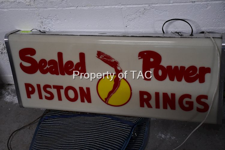 SEALED POWER PISTON RINGS W/LOGO SINGLE-SIDED PLASTIC MOLDED SIGN IN METAL LIGHT BOX