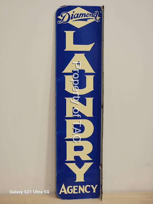 Diamond Laundry Agency Porcelain Flange Sign