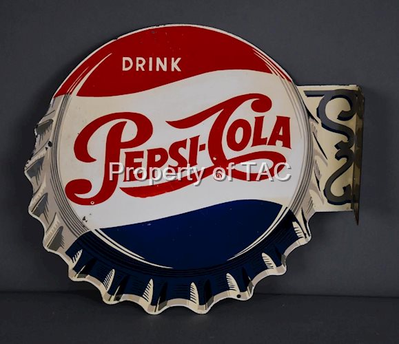 Drink Pepsi-Cola Bottle Cap Metal Flange Sign