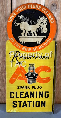 Earlier AC Spark Plug Cleaning Station w/Sparky Metal Flange Sign