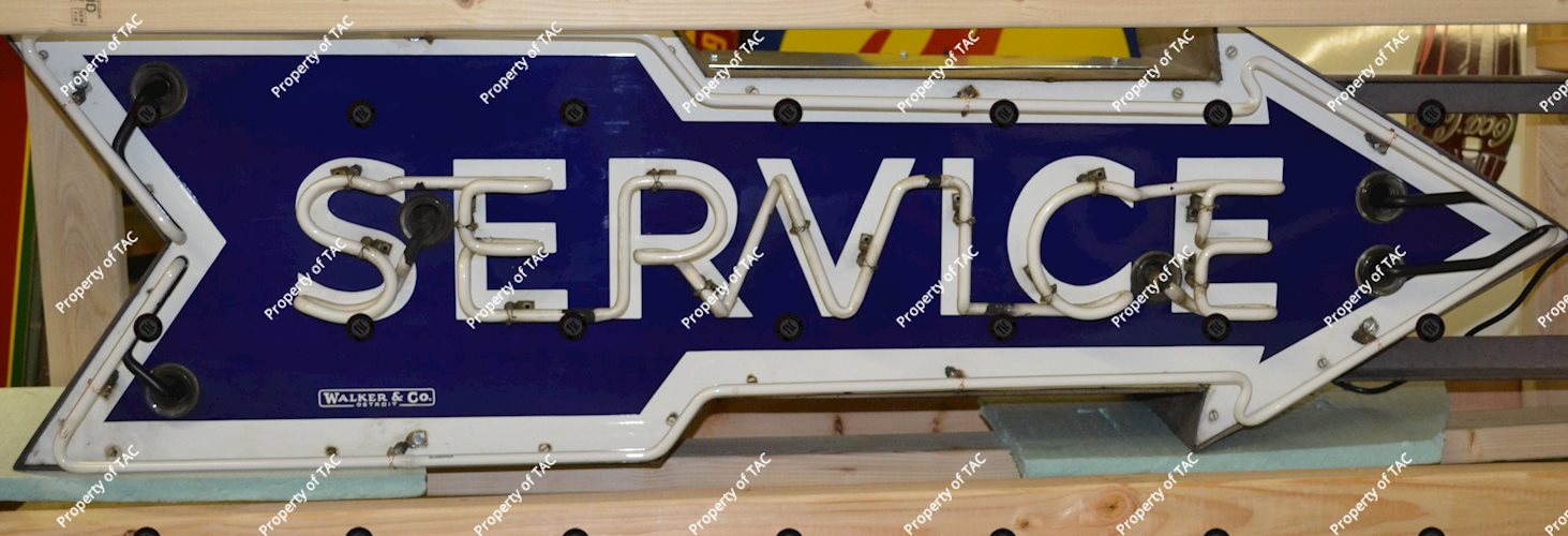 (GM) Service Arrow Neon Porcelain Sign