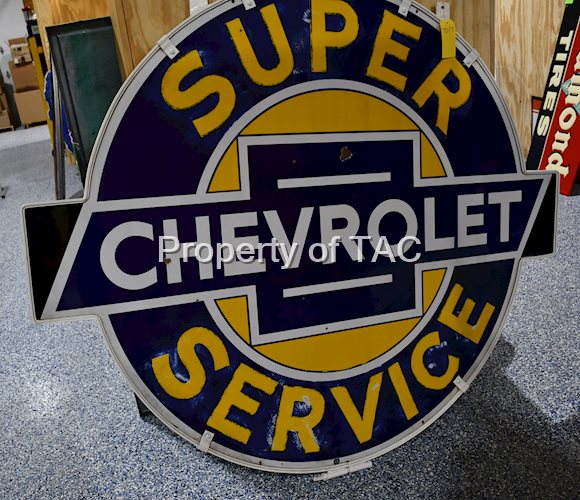 Super Chevrolet Service Black-Tip  Porcelain Sign