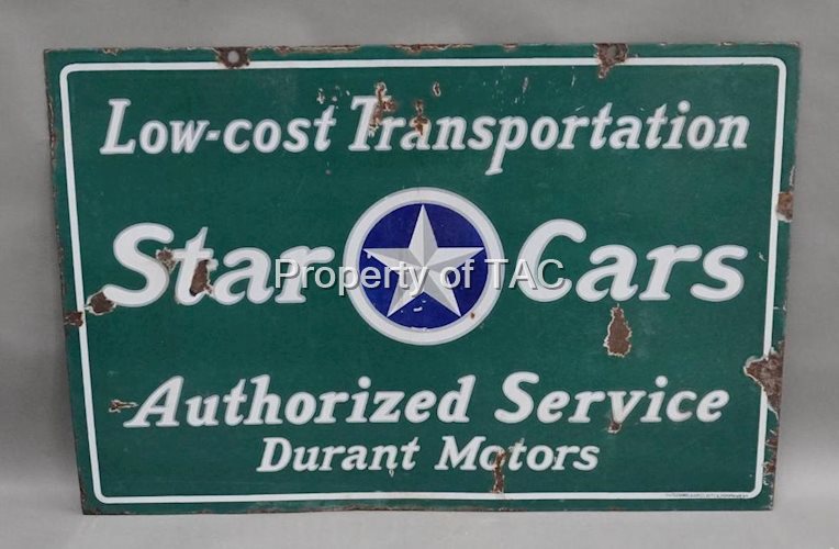Star Cars w/Logo Authorized Service Durant Motors Porcelain Sign
