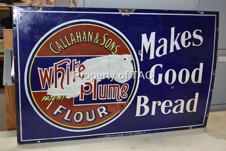 Callahan & Sons White Plume Patent Flour Porcelain Sign