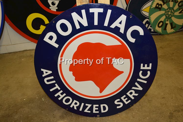 Pontiac (chopped feather logo) Authorized Service Porcelain Sign
