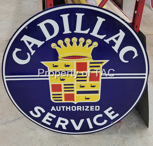 Cadillac Authorized Service w/Crest Logo Porcelain Sign