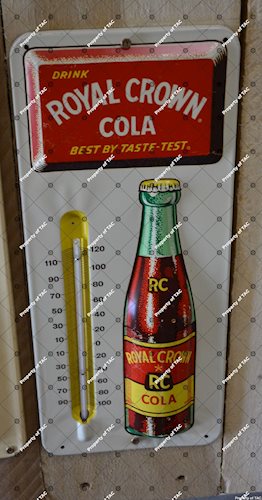 Drink Royal Crown Cola w/square logo & bottle thermometer