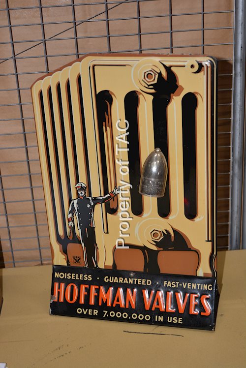 Hoffman Valves w/Police & Radiator Metal Counter Top Display Sign