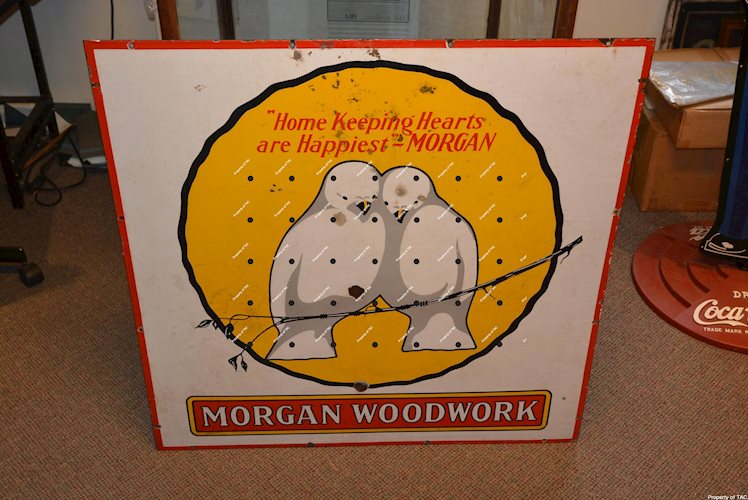 Morgan Woodwork Home Keeping Hearts are Happies Morgan" Porcelain sign"