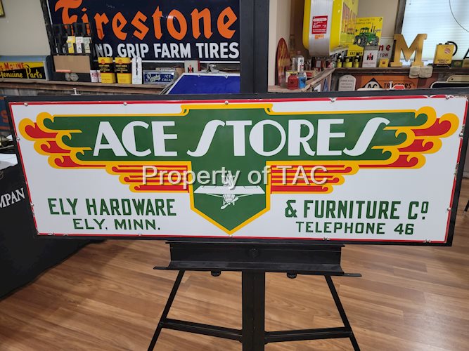 Ace Store Ely Hardware w/Logo Porcelain Sign