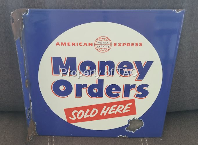 American Express Money Orders Sold Here Porcelain Flange Sign